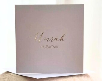Umrah Luxury Foiled Greeting Card - Grey & Gold Umrah Gift Umrah Party Decor Umrah Mubarak Gift Hajj Mubarak Decor Hajj Duas for Umrah Card