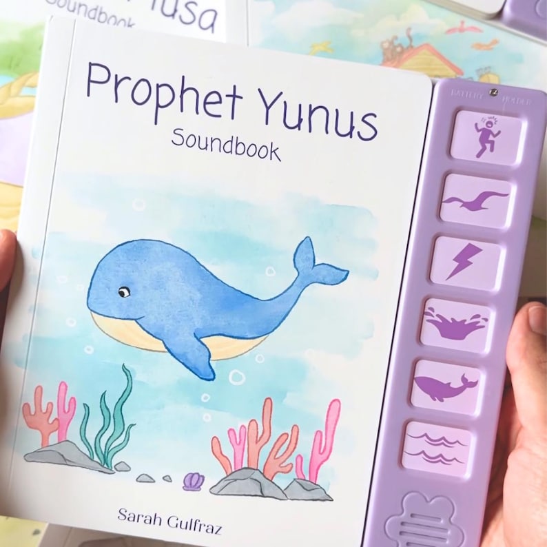Profeet Yunus Sound Book - Moslim kinderen Eid cadeau-idee voor nieuwe moslim baby Aqeeqah cadeau Islamitische boekcadeaus voor moslim kind Ramadan cadeau Jona afbeelding 1