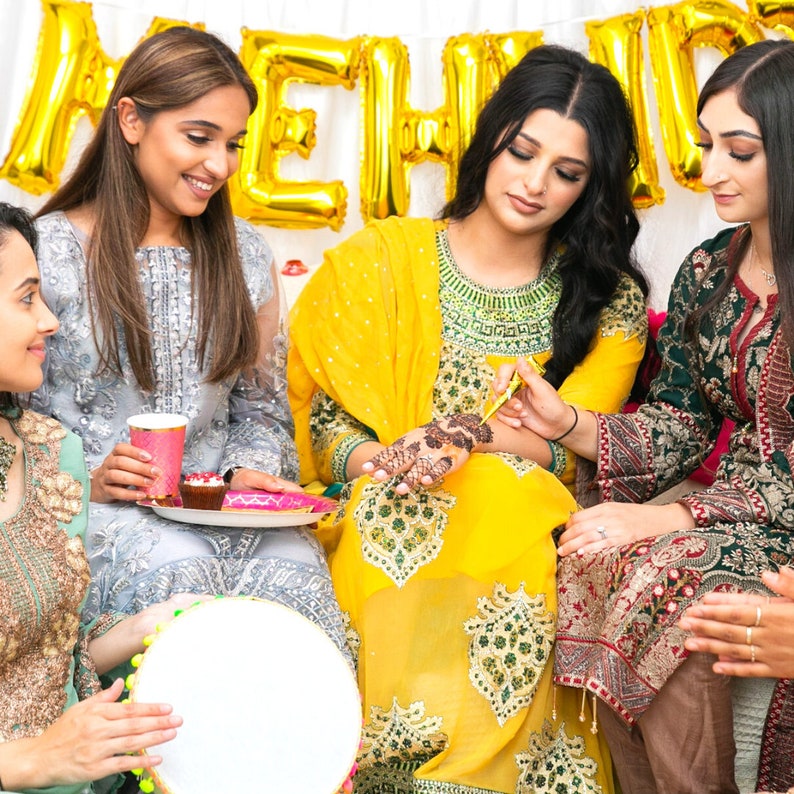 Mehndi Foil Balloons Set Mehndi Party Decor Sangeet Decorations and Mayoun Decor for Mendhi Gifts for Desi Wedding Shaadi Decorations Bridal