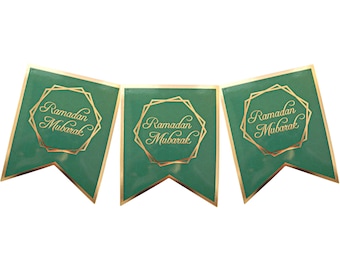 Ramadan Mubarak Party Banner - Green & Gold Iftar Party Banner Set Ramadan Decorations Islamic Decor Ramadan Mubarak Gifts Ramadan Gifts Set