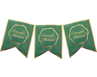 Ramadan Mubarak Party Banner - Green & Gold | Ramadan Decorations | Ramadan Party | Ramadan Gifts | Ramadan Decor | Ramadan Kareem