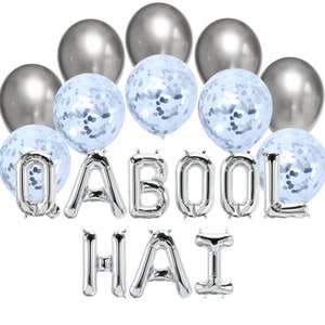 Balloon Bundle Qabool Hai - Silver Balloon Set Nikah Decor for Nikkah Party Set Bridal Decor Engagement Party Set Wedding Gift for Bride