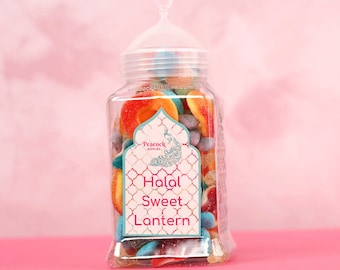 Tarro de linterna dulce halal - Regalos halal para musulmanes Gelatina halal y mezcla de gomitas halal Dulces halal Regalos de Eid Regalos musulmanes de Ramadán Dulces de Eid