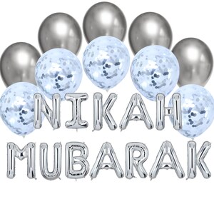 Balloon Bundle Nikah Mubarak Decorations Engagement Party Set Nikah Decor for Nikkah Party Bridal Decor Wedding Gift for Bride and Groom