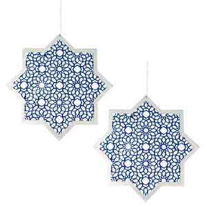 Estrella colgante y cadena (paquete de 2) - Diseño geométrico, decoración geométrica, adorno colgante para fiestas, bolsa de fiesta geométrica, detalle para regalos, decoración para fiestas