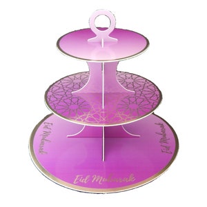 Eid Mubarak Cupcake Stand - Purple & Gold Eid Cake Stand Islamic Decor Eid Mubarak Eid Party Eid Favours Eid Decorations Eid Tableware Treat