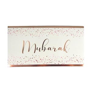 Mubarak Money Sobres 10pk - Blanco & Oro Rosa Desi Regalo de Boda Novia Felicitaciones Despedida de Soltera Fiesta Decoración Compromiso Nikah Fiesta