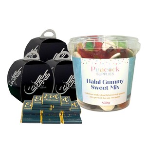 Eid Party Favours Bundle with Filler (10pk) - Halal Sweets and Milk Chocolate Gifts for Party Favours Party Treat Box Party Treat Boxes