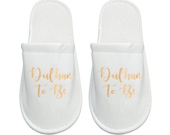 Dulhan To Be Slippers - White & Gold | Dulhan Decorations | Dulhan Party | Dulhan Gifts | Dulhan Decor | Bride | Wedding Gift