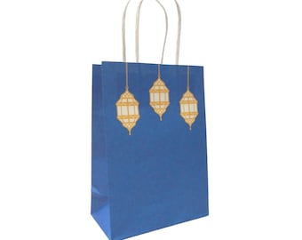 Goldlaternen-Leckerli-Beutel 10er-Set - Marineblau Eid Leckerli-Tasche Ramadan Leckerli-Tasche Eid Geschenktasche Eid Gefälligkeiten Islamisches Dekor Eid Mubarak Party Iftar Leckereien