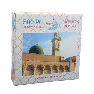 Prophet's Mosque Jigsaw Puzzle 500pcs Kaaba Mosque Jigsaw Game Islamic Gifts for Muslim Kids Ramadan Eid Gift Ideas Muslim Family Game Night