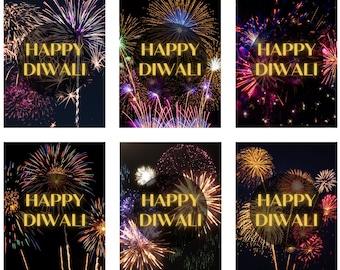 Happy Diwali Greeting Cards 6pk - Fireworks Diwali Decorations Diya Diwali Gift Diwali Decor Diwali Party Diwali Sign Colour Diwali Hamper