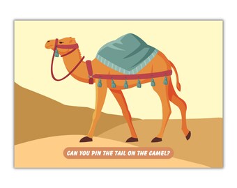 Pin The Tail On The Camel Party Game Pack - Includes Blindfold & Sticker Sheet Eid Party Game Iftar Party Game Idea Muslim Family Game Night