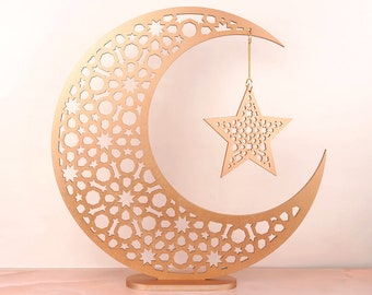 Large Moon & Star Gold - Geometric Moon Eid Decoration Islamic Decor Ramadan Gifts Eid Gifts Ramadan Decor Eid Decor Ramadan Decorations