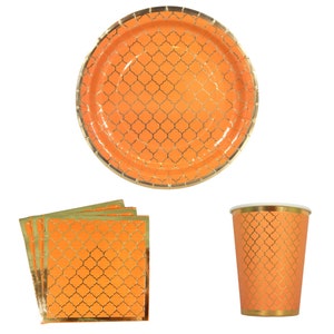 Confezione festa marocchina - Decorazione marocchina arancione Piatti marocchini Tazze marocchine Regali marocchini Decorazioni per feste Borse per feste Bomboniere Decorazione