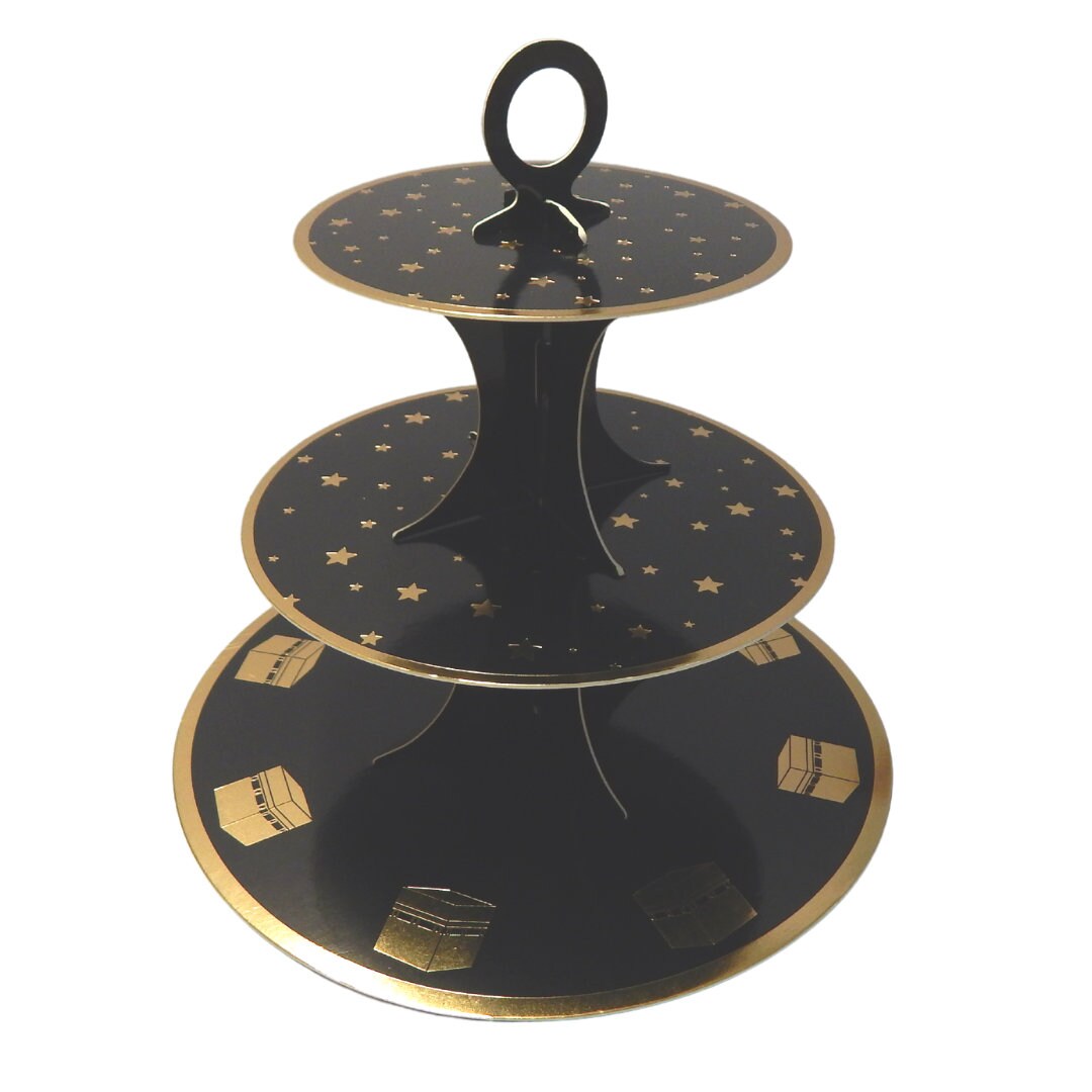 Kaaba Cupcake Stand Black & Gold Kaaba Stand Cupcake Stand Black/gold