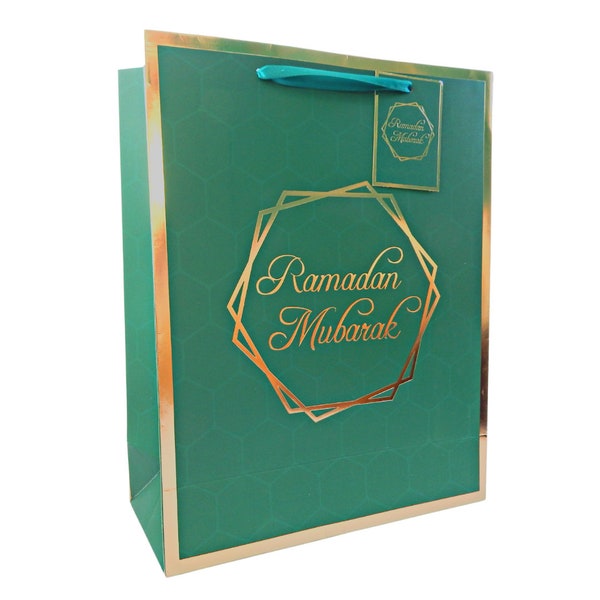 Ramadan Gift Bags - Green & Gold - 3 pack | Ramadan Decor | Ramadan Party | Ramadan Gifts | Ramadan Decorations |