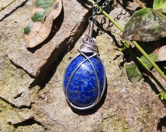 Draadgewikkelde lapis lazuli-ketting