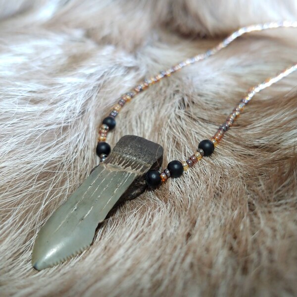 Megalodon Tooth Fragment Necklace - *REAL FOSSIL*