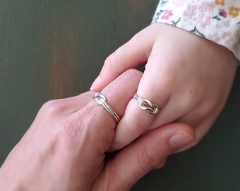 Mother/Daughter Knot ring, sterling silver ring, handmade, knot ring