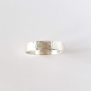 Sterling silver hammered ring, wide hammered band, handmade ring