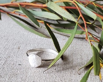 Recycled hammered disc ring, sterling silver ring, handmade ring, eco friendly