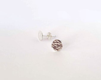 Recycled hammered disk earrings, sterling silver earrings, stud earrings, handmade earrings