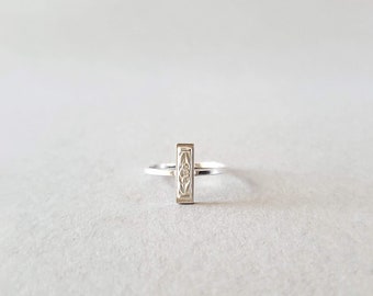 Monaco ring, flower design, rectangle statement ring, handmade ring