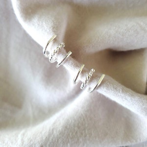 Amber Triple Hoop earrings, sterling silver, handmade, faux hoop earrings