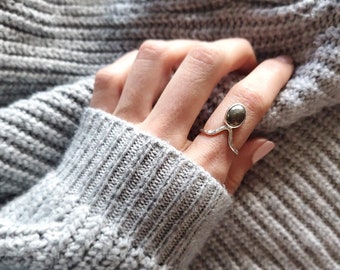 Riviera Ring, Pyrite Stone Ring, Chevron Design, handmade