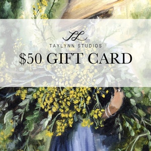 Electronic Gift Card to TayLynn Studios, 50 dollar E-card, printable gift certificate
