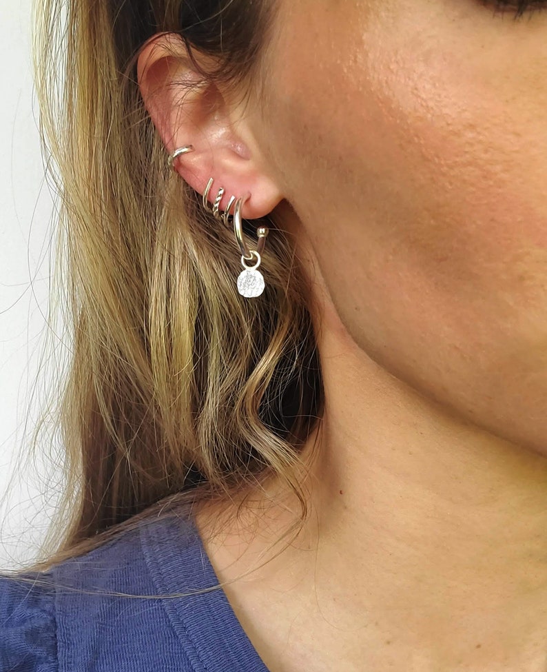 Amber Triple Hoop earrings, sterling silver, handmade, faux hoop earrings image 4