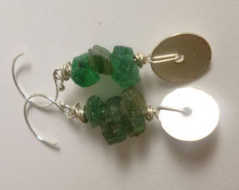 rough apatite and silver earrings