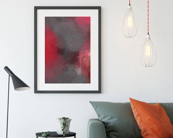 Red grey wall art | Etsy