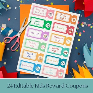 Kids Reward Coupons - Reward System for Kids - Editable Vouchers