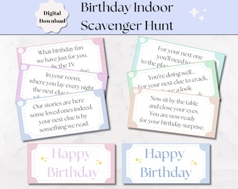 Kids Birthday Scavenger Hunt - Indoor Treasure Hunt Printable