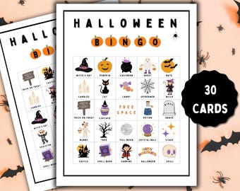 Kids Halloween Bingo Cards - Printable Halloween Game - Halloween Party Classroom Game