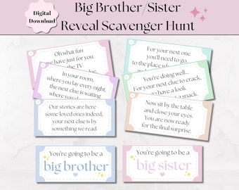 Sibling Pregnancy Reveal Scavenger Hunt: Big Brother/Sister Announcement (Digital Download)