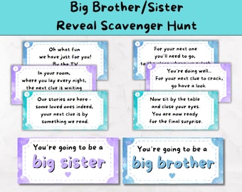 Sibling Pregnancy Reveal Scavenger Hunt: Big Brother/Sister Announcement (Digital Download)