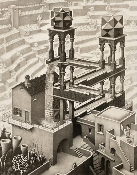 M.C. Escher - Waterfall - Limited Edition Offset Lithograph