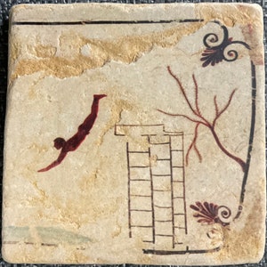 The diver - Paestum - archaeological ceramic 9x9 cm