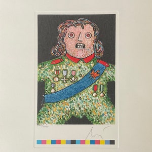 Enrico Baj - The General - Lithograph cm 42x30 limited edition, year 1990, signed and numbered