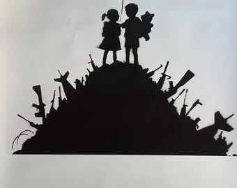 Banksy - Kids on Guns - Limited Edition Lithographic Poster Cm