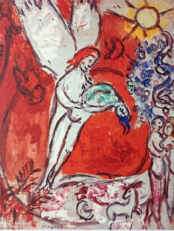マルク・シャガール - 人間の創造 - リトグラフ 52x37 cm 証明書付き