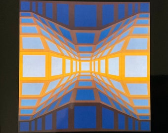Victor Vasarely - serigrafía de edición limitada de 1975, 27x27 cm