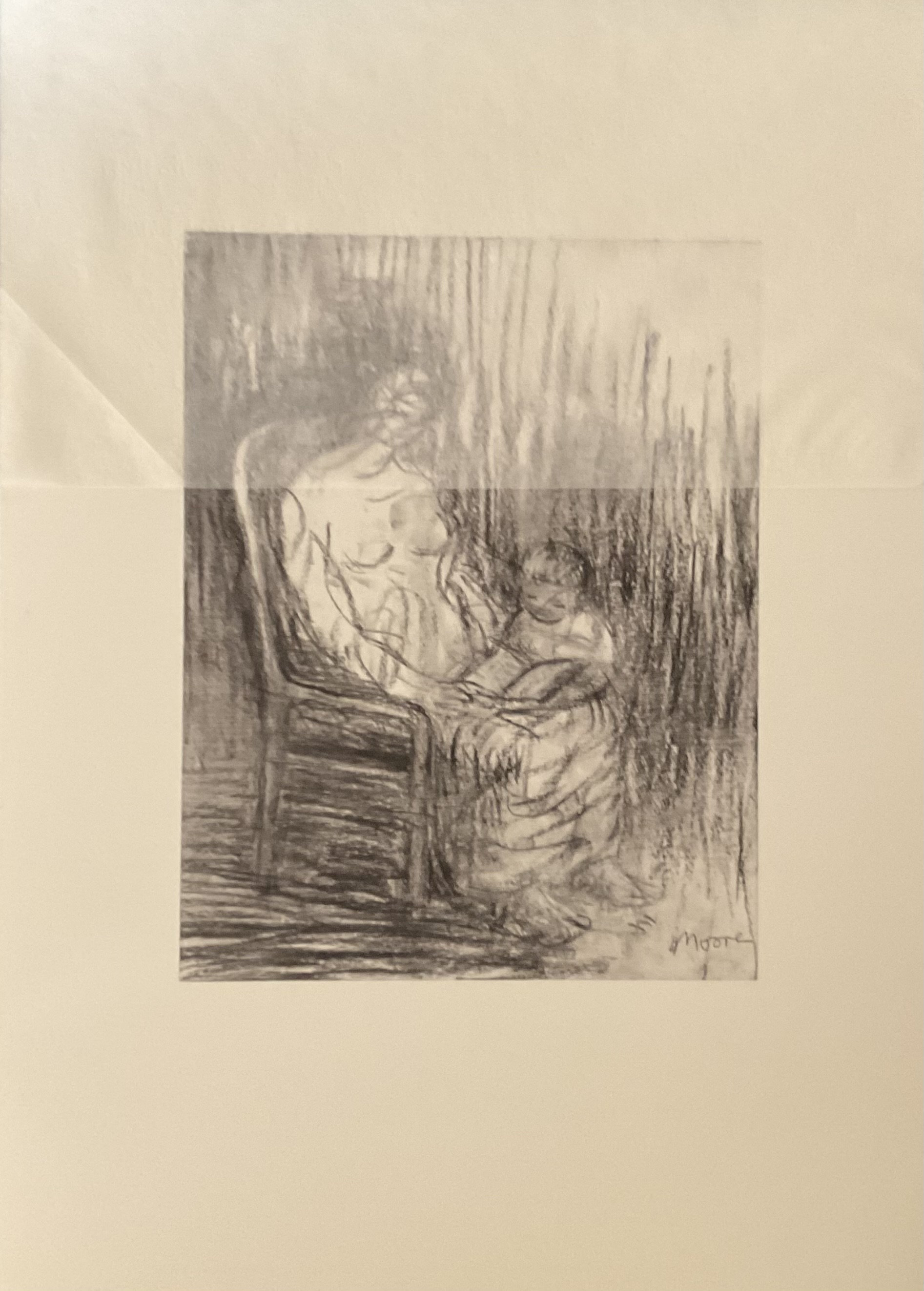 Henry Moore、STUDY、海外版超希少レゾネ、新品額付 Henry Moore - Seated Mother and Child - Lithograph Cm52x37 With