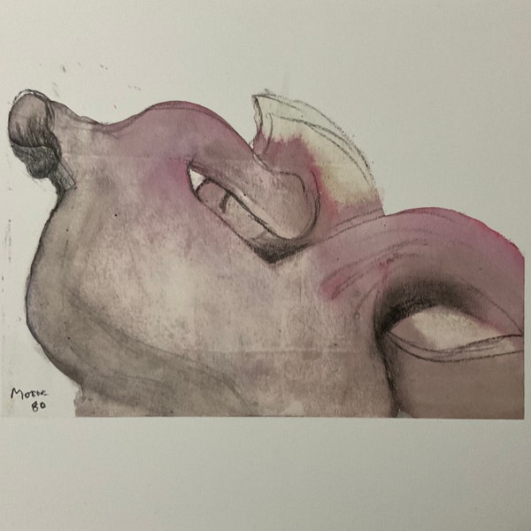 Henry Moore - Reclining form - Lithograph 52x37 cm with certificate