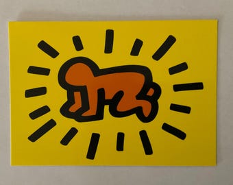 Keith Haring - Zonder titel 1990 - Offsetlithografie in beperkte oplage, 15x10 cm