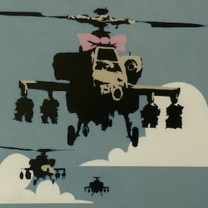 Banksy - Happy choppers - Rare carte postale lithographique, 15x10 cm