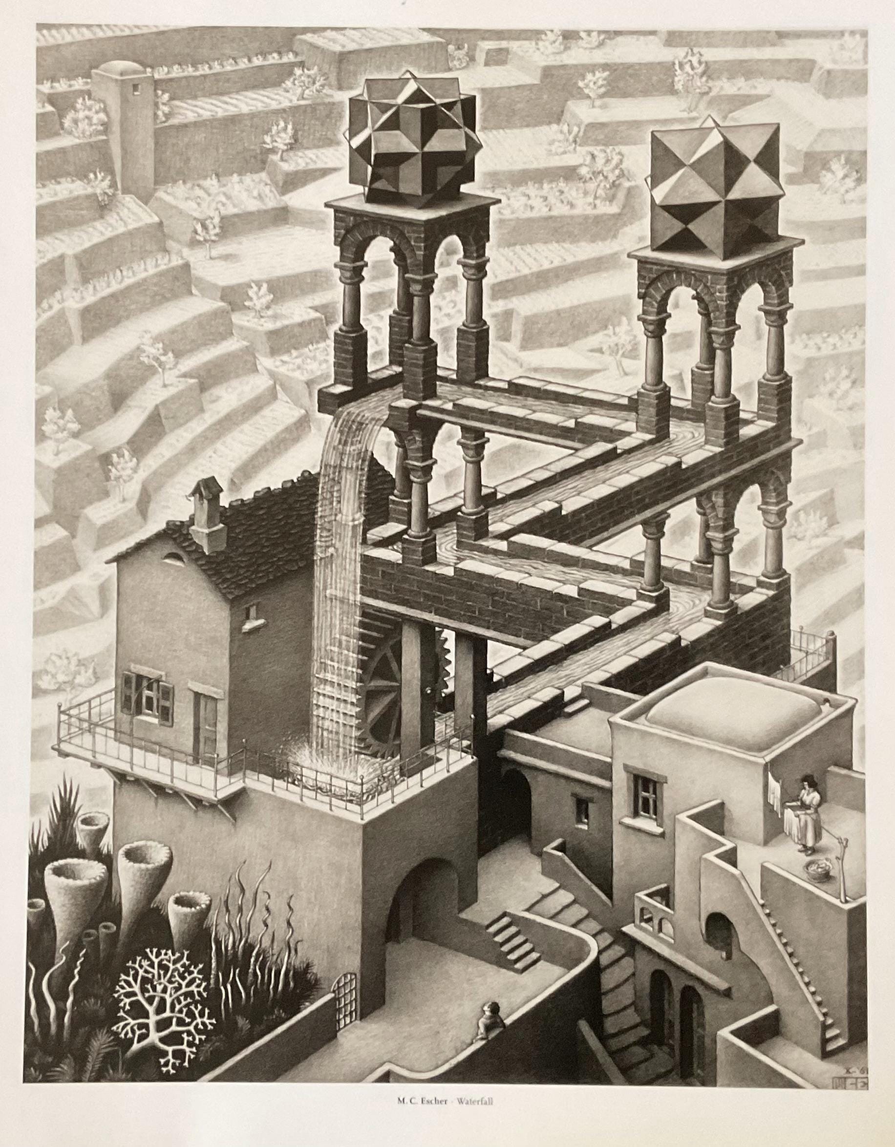 M.C. Escher - Waterfall - Limited Edition Offset Lithograph